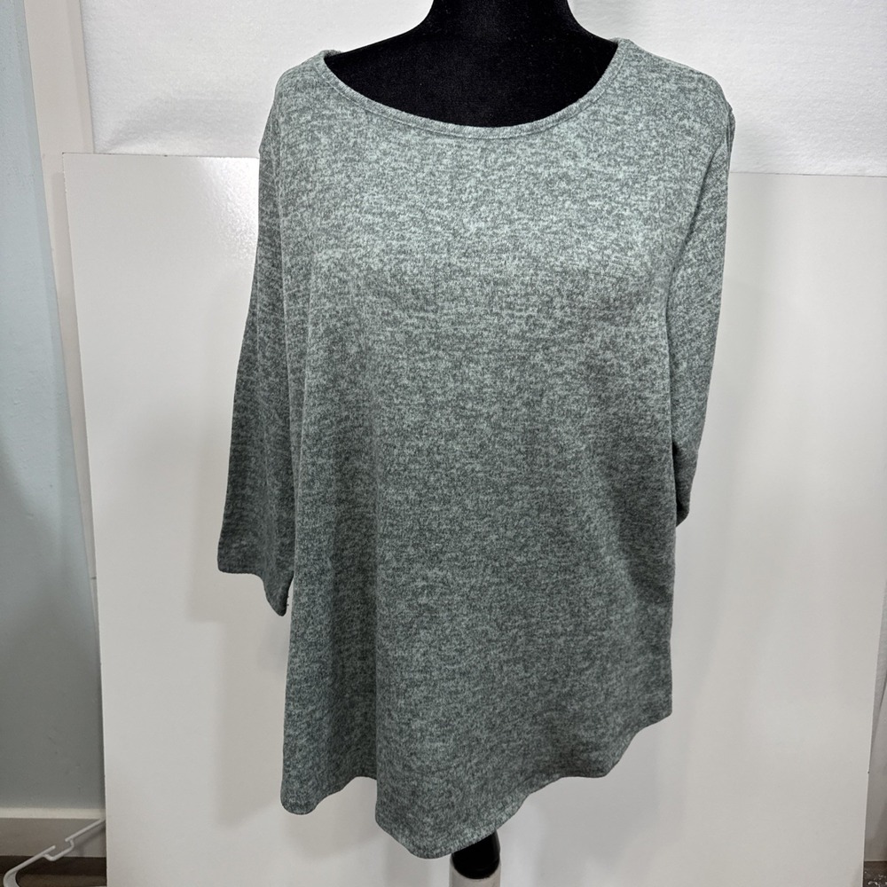 Perch Blu Pepper Womens 2XL XXL Sage Gray Bows‎ On  Pullover  Shirt Top